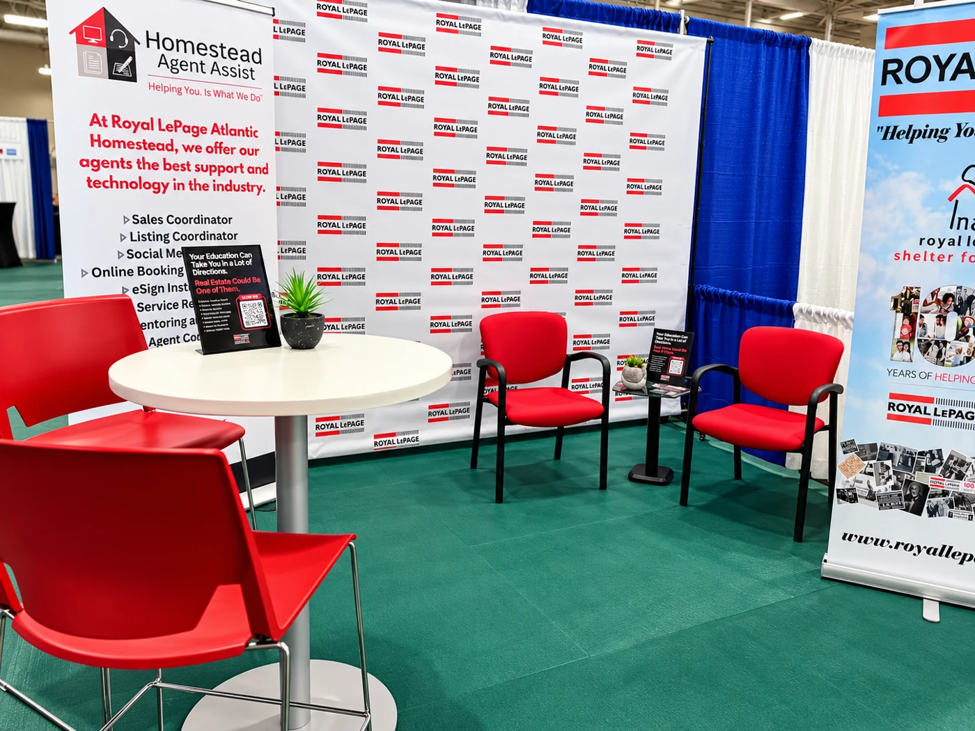 Royal LePage Atlantic Homestead recruiting booth with its Agent Assist program banner